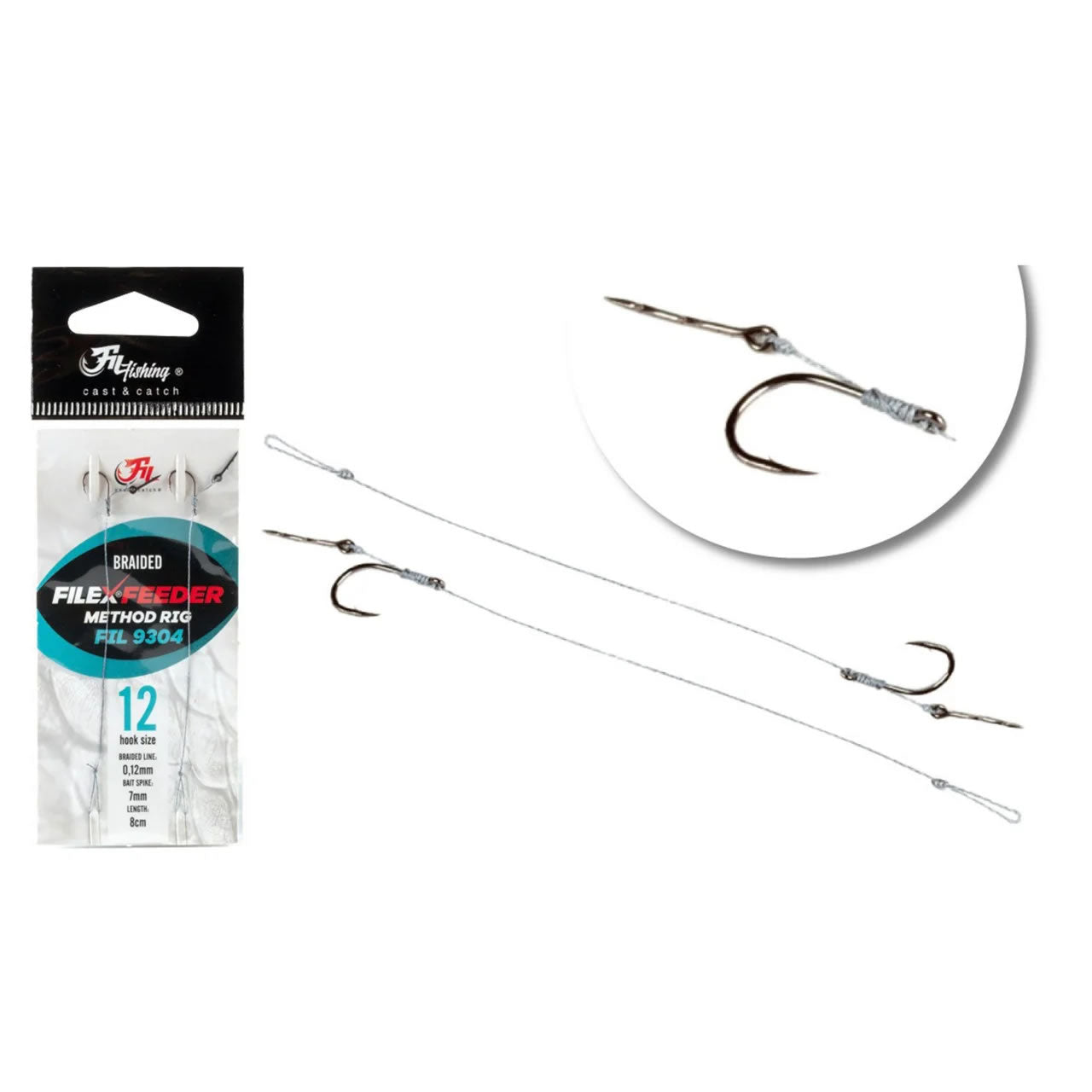 Rig Method Feeder Filex Braided 8cm 0.12mm Spin 7mm Carlig 2buc/pac