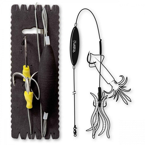 Rig Somn Black Cat 2/0 6/0 Subfloat Worm and Calamari Rig L