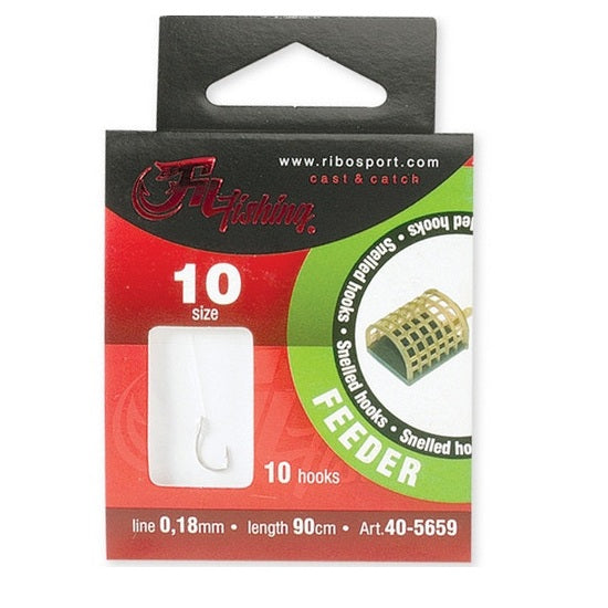 Riguri Filfishing Feeder Snelled Hooks 90cm 10buc