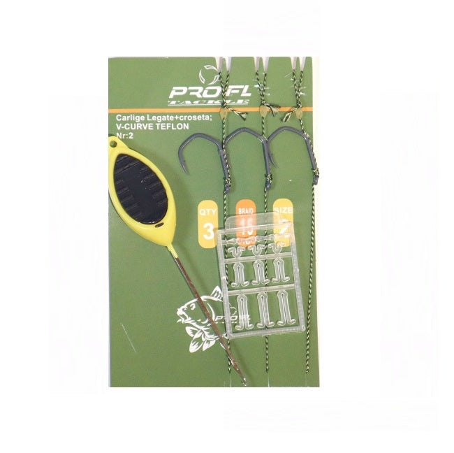 SET 3 CARLIGE LEGATE PLUS CROSETA SI OPRITOARE NR 8 15LB PRO FL