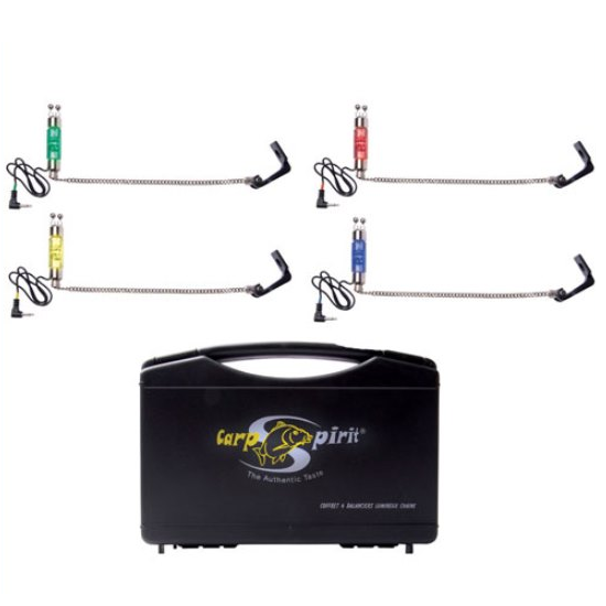 SET 4 HANGERE CARP SPIRIT RIGID LUMINO 4 CULORI PLUS GEANTA 