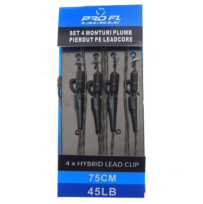 SET 4 MONTURI PRO FL Plumb Pierdut LEADCORE 75CM