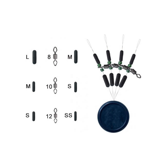 SET TRABUCCO DIAMOND ROLLING W/GREEN BEADS STOPPERS 4SET/PLIC