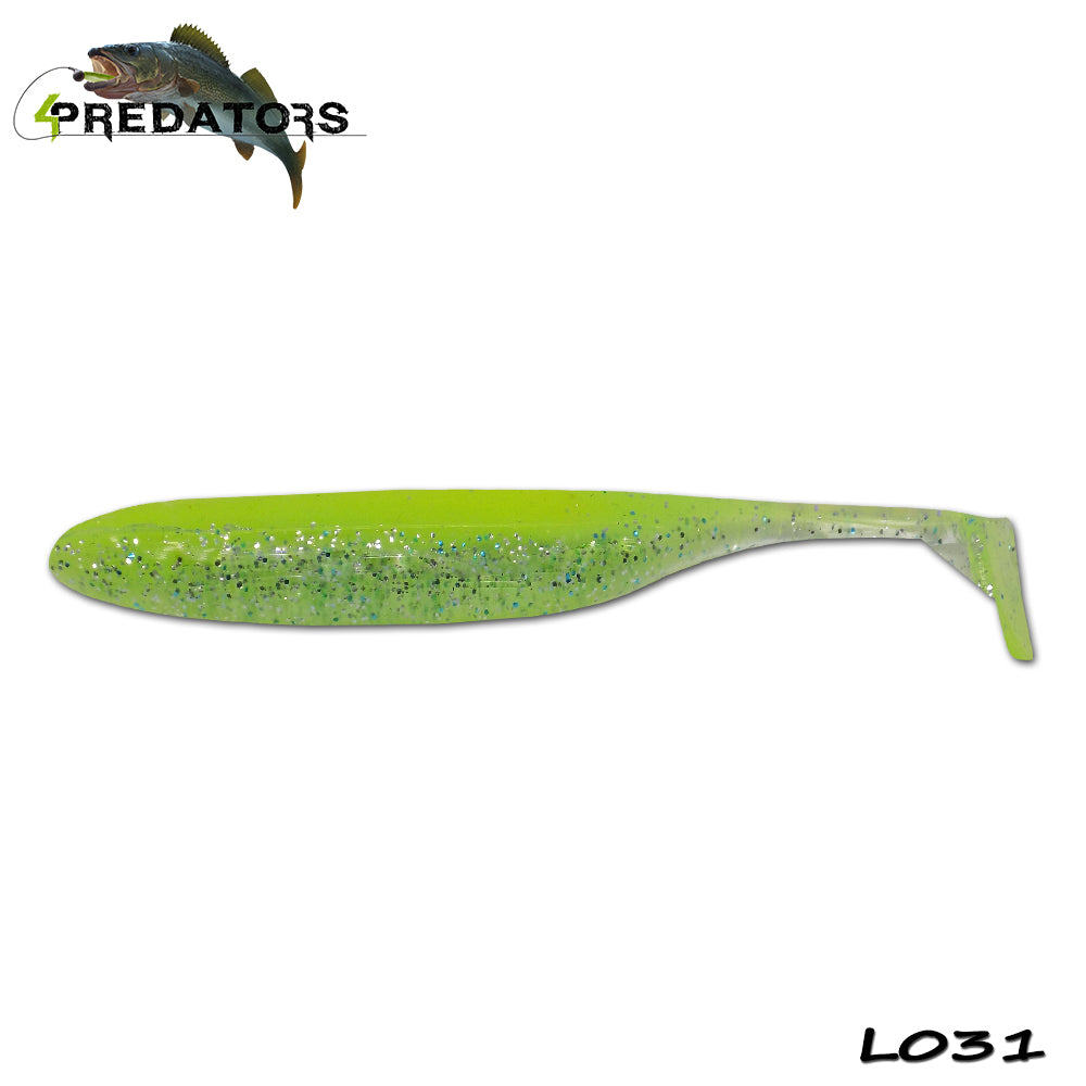 SShad 4Predators Finesse Impact Clear Lime 10cm L031 5buc/plic