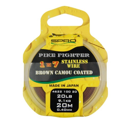 STRUNA SPRO 1X7 BROWN COATED 20MM 20 LBS
