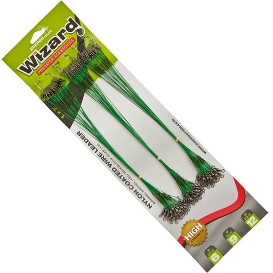 STRUNE ENERGOTEAM WIZARD NYLON COATED WIRE LEADER, 22.5CM, 72BUC/BLISTER NEGRU