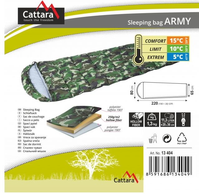 Sac De Dormit Cattara Army 5C, 220x80cm