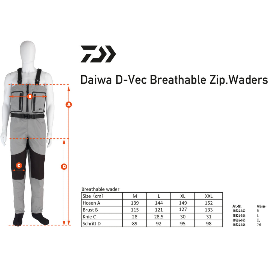 Salopeta DAIWA D-Vec Breathable Zipped Waders