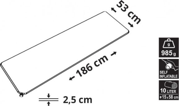 Saltea Autogonflabila Cattara, Albastru, 186x53x2,5cm