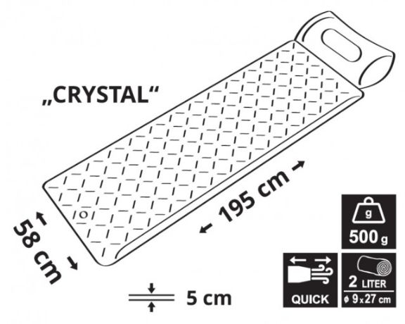 Saltea Gonflabila Cattara Crystal, Gri, 195x58x5cm