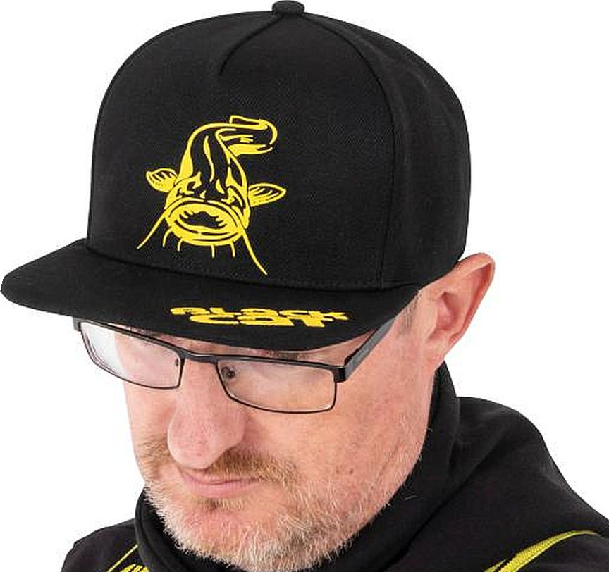 Sapca Black Cat Flat Peak Cap, Black