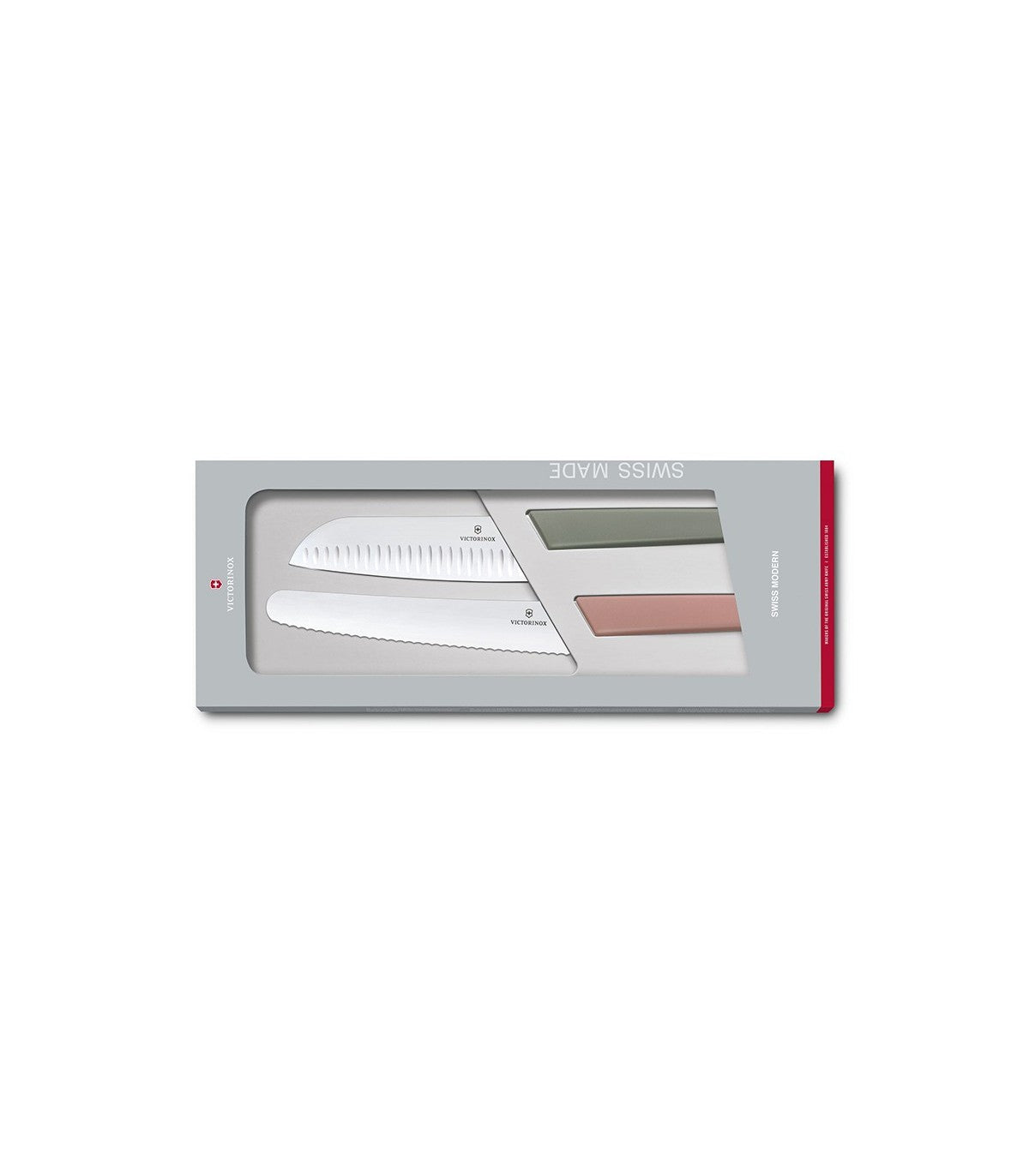 Set 2 Cutite Bucatarie Victorinox, Swiss Modern Bread and Santoku Knife Set, Lama 17/22 cm, Multicolor