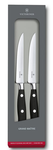 Set 2 Cutite Victorinox Grand Maître Steak Knife, Lama Zimtata, 12cm, Negru