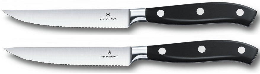 Set 2 Cutite Victorinox Grand Maître Steak Knife, Lama Zimtata, 12cm, Negru