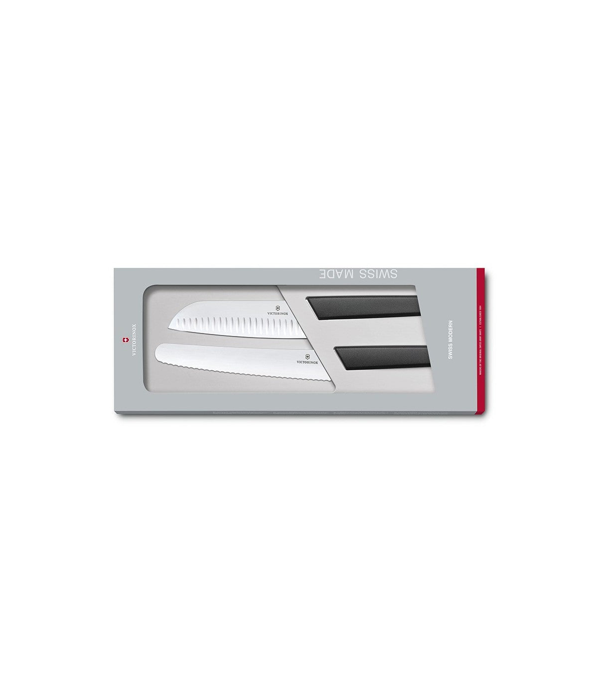 Set 2 Cutite Victorinox Swiss Modern Bread and Santoku Knife, 17/22cm, Negru