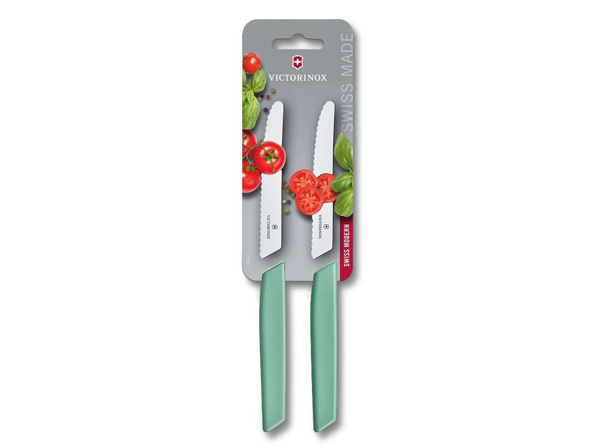 Set 2 Cutite Victorinox Table Knife, Lama Zimtata 11cm, Verde Menta, Blister