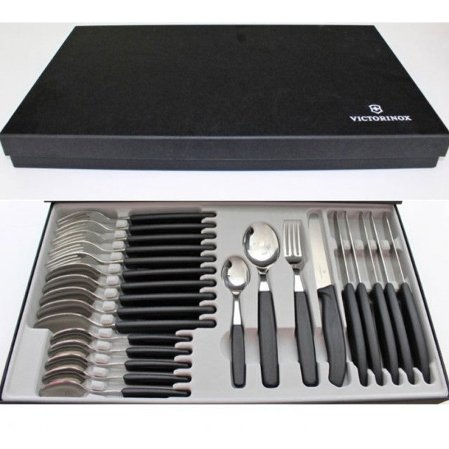 Set 24 Tacamuri 6 Persoane Victorinox, Swiss Classic Table Set, Lama 11cm, Negru