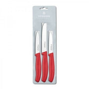 Set 3 Cutite Bucatarie Victorinox, Inox, 8/11 cm, Rosu