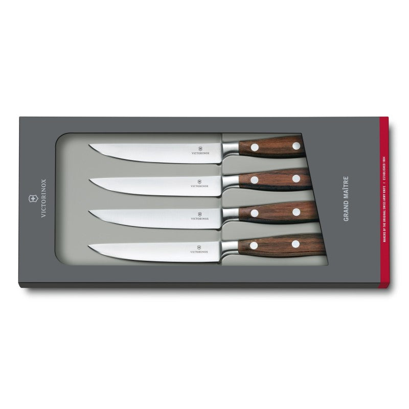 Set 4 Cutite Carne Victorinox Grand Maître Wood, 12cm, Maro 