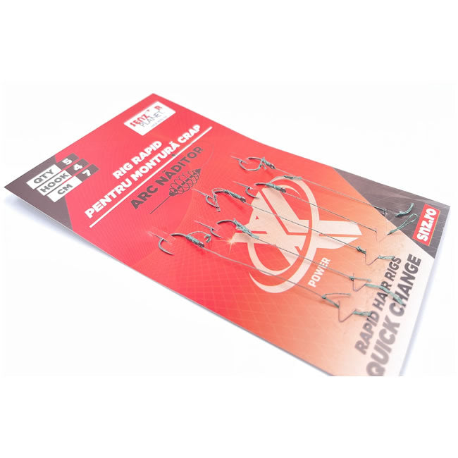 Set 5 Riguri Legate 7cm Carlig Fudo Nr 4 Pentru Montura Crap Cu Arc Naditor