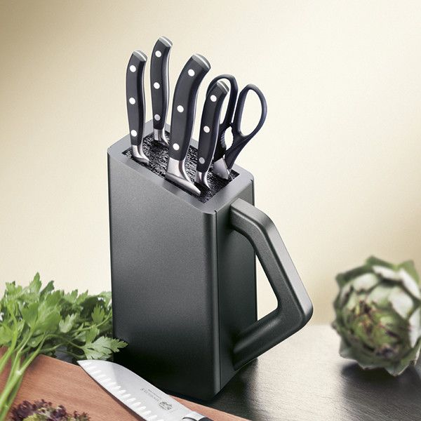 Set 6 Cutite si Foarfeca Bucatarie Victorinox Grand Maître Cutlery, Negru