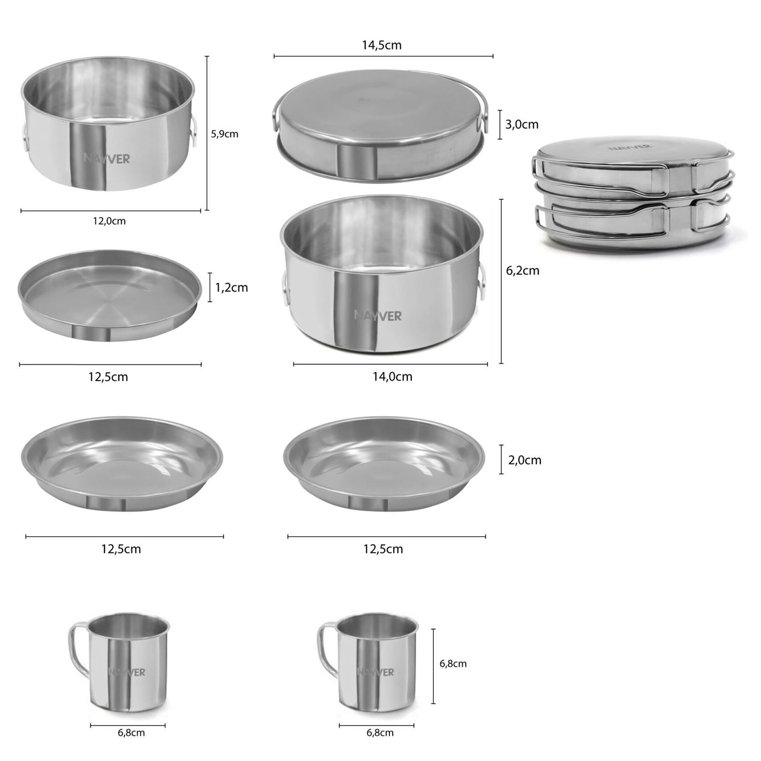 Set 8 Vase pentru Gatit NEVIS Camping Cookware