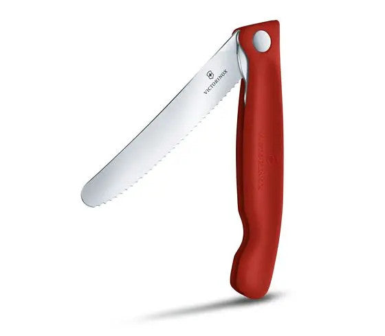 Set Cutit Pliabil Si Tocator Victorinox , Lama Zimtata 11cm, Rosu/Negru