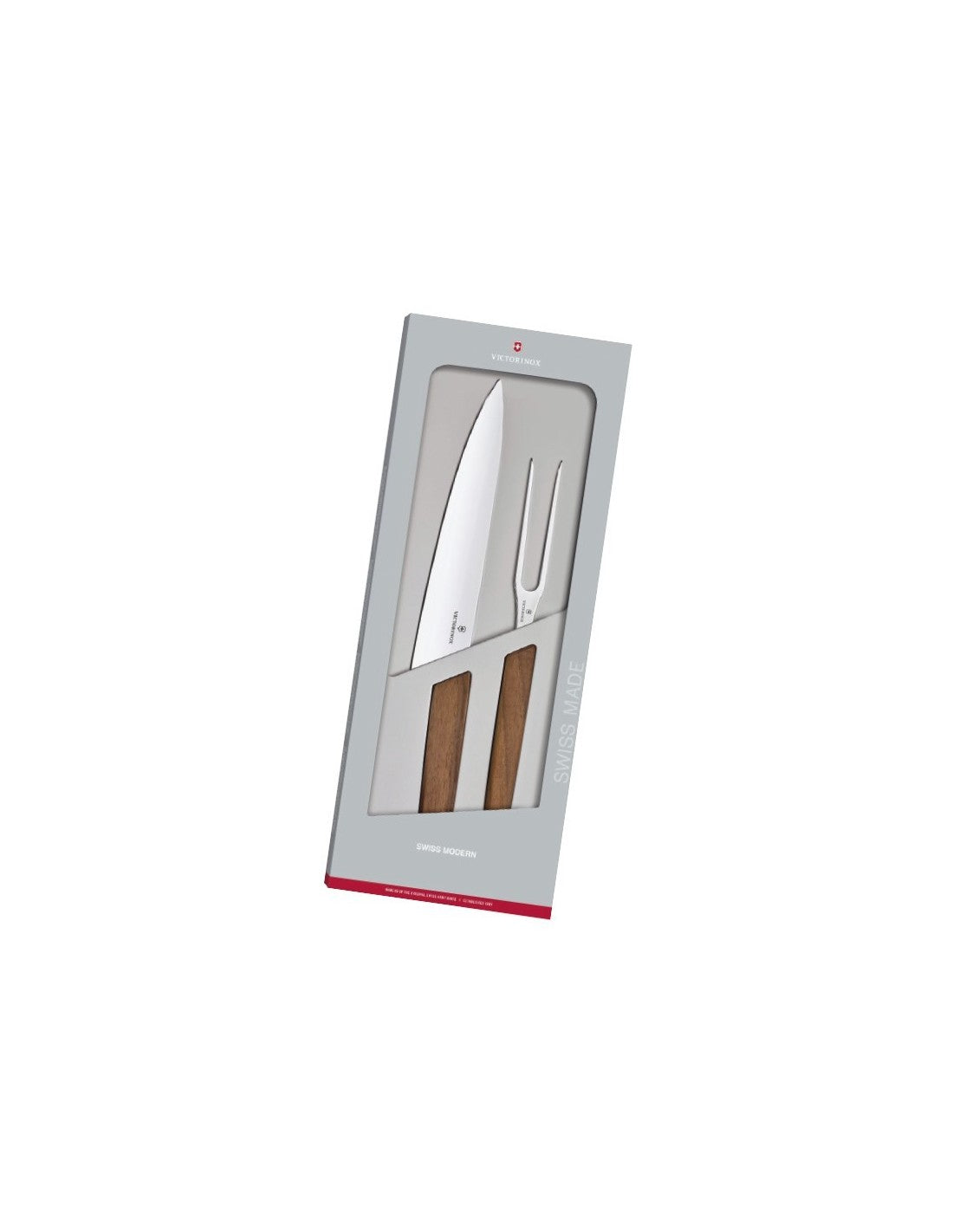 Set Cutit si Furculita Victorinox, Swiss Modern Carving Set, Lemn Nuc,Cutie Cadou