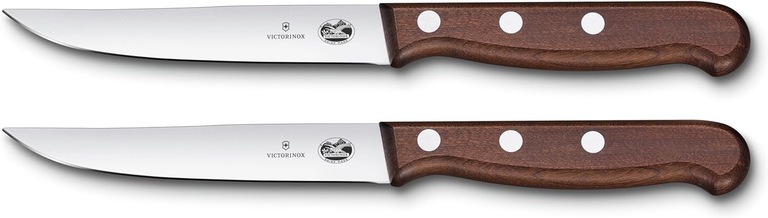 Set Cutite Victorinox Steak Knife Set, Processed Maple, Straight, 12 cm, 2-pc Gift Box 5.1200.12G
