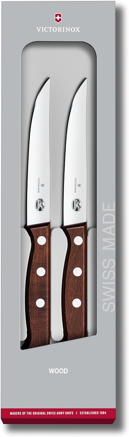 Set Cutite Victorinox Steak Knife Set, Processed Maple, Straight, 12 cm, 2-pc Gift Box 5.1200.12G