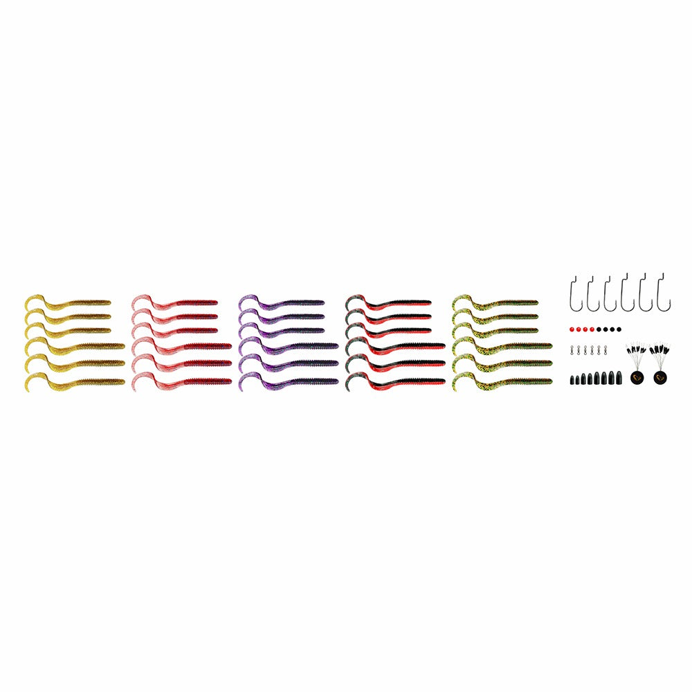 Set Naluci SAVAGE GEAR Rib Worm Kit, 60buc/pac