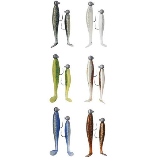 Set Shad-uri ABU GARCIA Pre-rigged Paddle Tail 8cm/10g, 10cm/14g, 120buc/pac