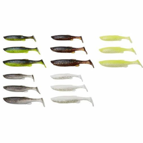 Set Shad-uri SAVAGE GEAR Fat Minnow T-Tail, 7.5cm/9cm/10.5cm, 36buc/pac
