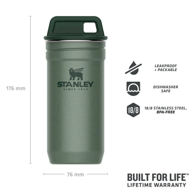 Set Stanley Butelca + 4 pahare Adventure The Nesting Shot Glass Set Hammertone Green