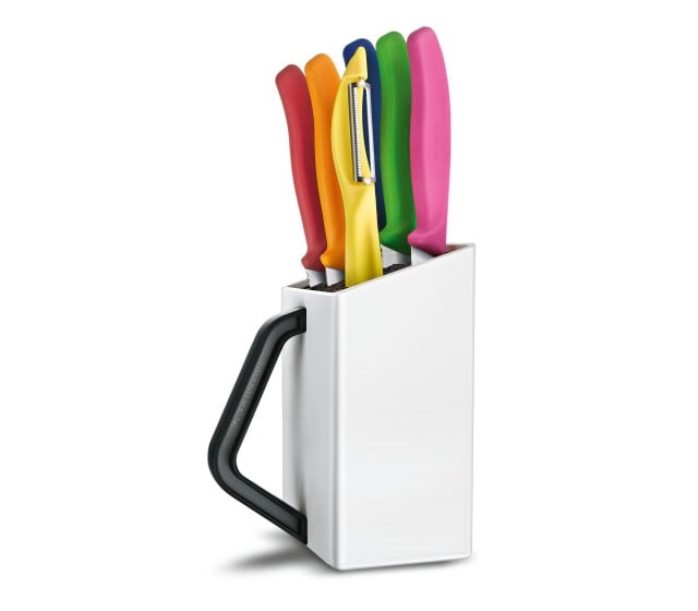 Set VICTORINOX 5 Cutite Bucatarie + Curatator + Suport