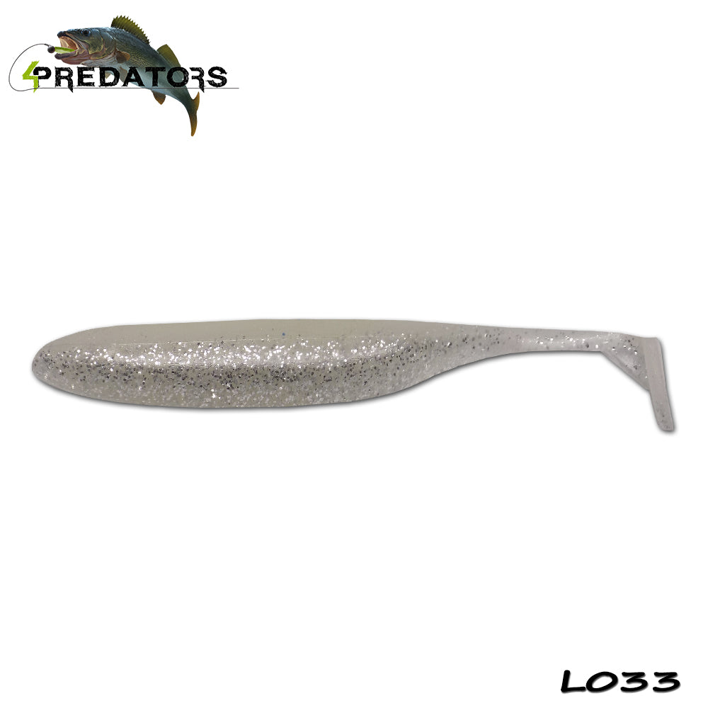 Shad 4Predators Finesse Impact Silver White 10cm L033 5buc/plic