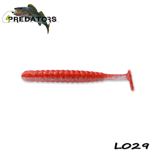 Shad 4Predators Worm Shad Laminat 8cm culoare L029 Silver Blood 6buc/plic