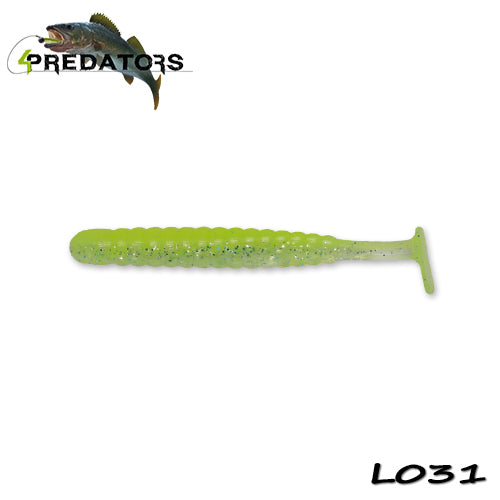 Shad 4Predators Worm Shad Laminat 8cm culoare L031 Clear Lime 6buc/plic