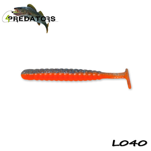 Shad 4Predators Worm Shad Laminat 8cm culoare L040 Orange-Dark Sky 6buc/plic
