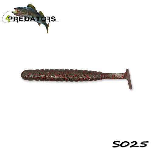 Shad 4Predators Worm Shad Laminat 8cm culoare S025 Motoroil Gray 6buc/plic