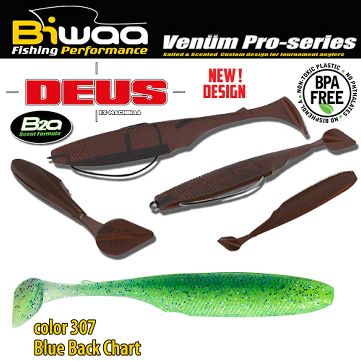 Shad Biwaa DEUS 2" 5.1cm, 307 Blue Back Chart, 14buc/pac