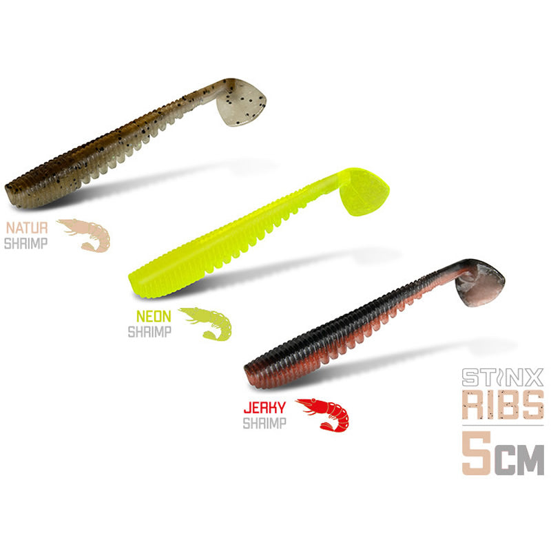 Shad Delphin B StinxRIBS Jerky, Shrimp, 5cm, 20buc/pac