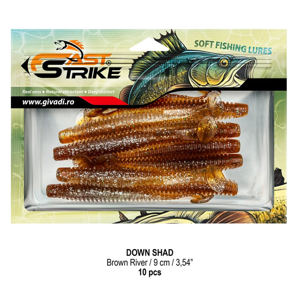 Shad FAST STRIKE Down Shad 9cm, Brown River, 10buc/pac