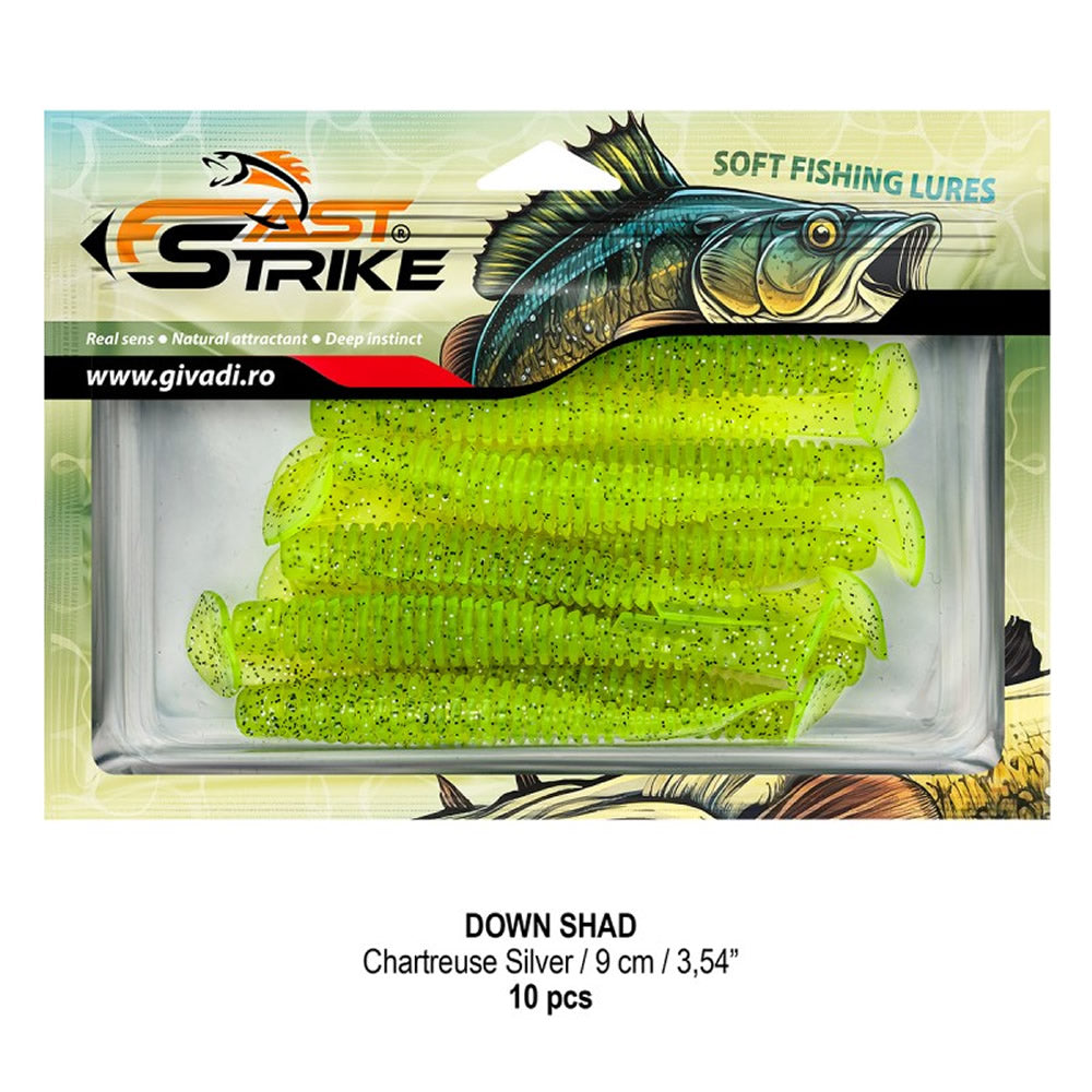 Shad FAST STRIKE Down Shad 9cm, Chartreuse Silver, 10buc/pac