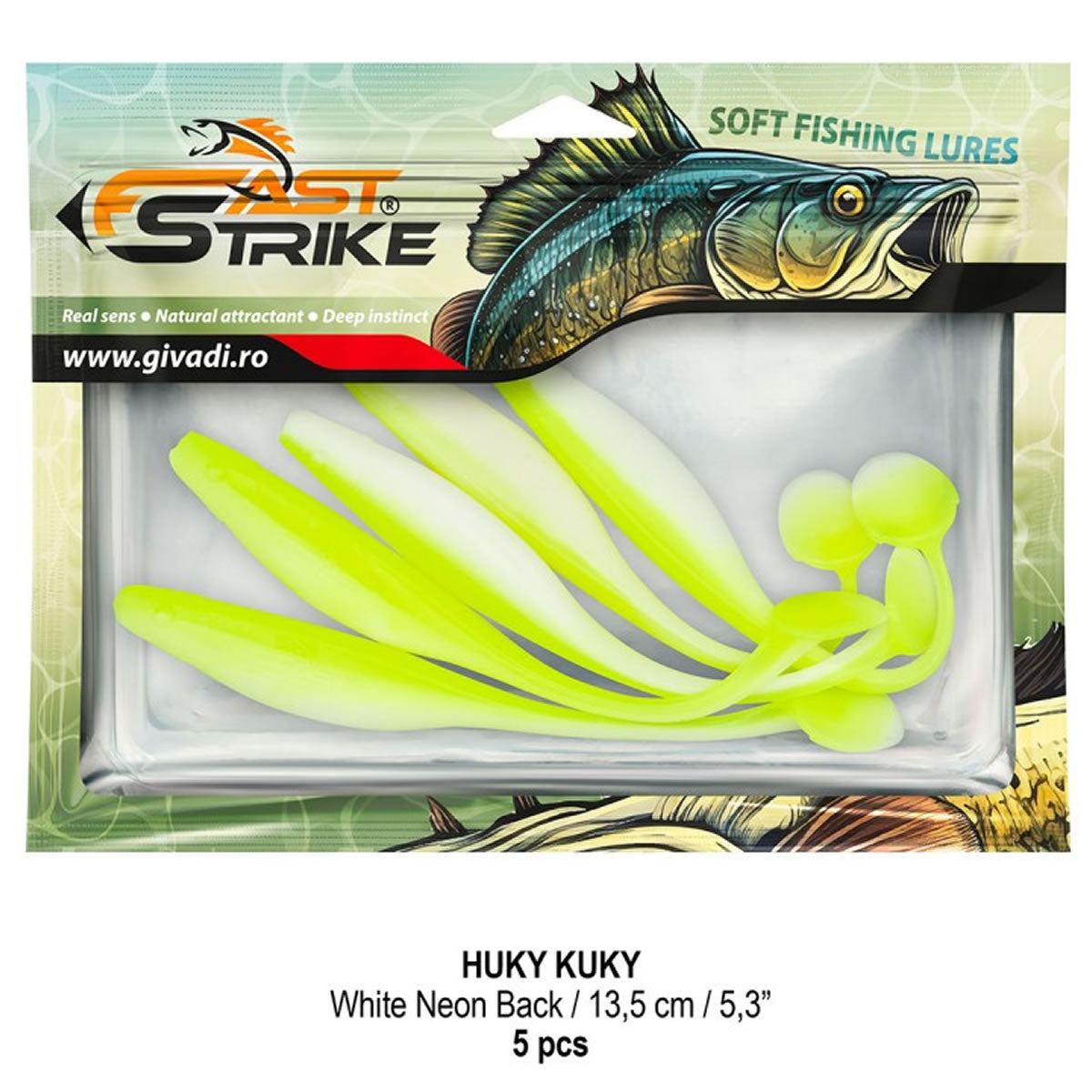 Shad FAST STRIKE Huky Kuky 13.5cm, 8.4g, With Neon Back, 5buc/pac