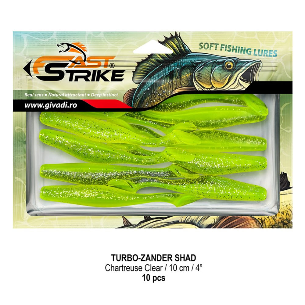 Shad FAST STRIKE Turbo Zander, 10cm, Chartreuse Clear, 10buc/pac