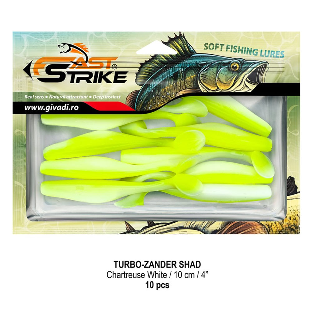 Shad FAST STRIKE Turbo Zander, 10cm, Chartreuse White, 10buc/pac