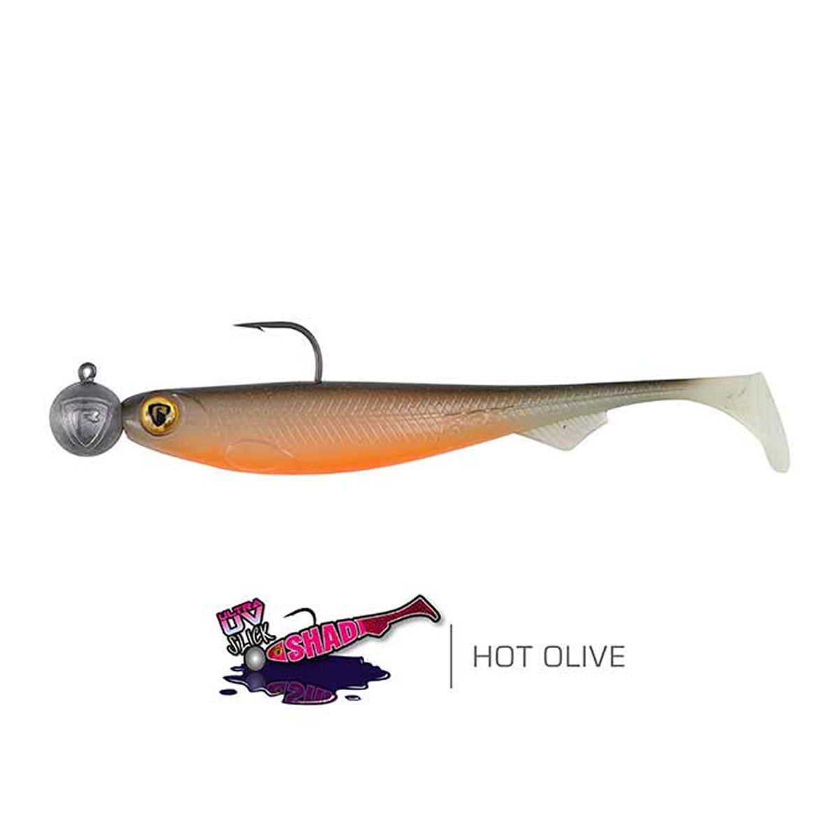 Shad FOX RAGE Loaded Slick Shads, 9cm, Hot Olive, Jig 2/0-10g, 5buc/pac