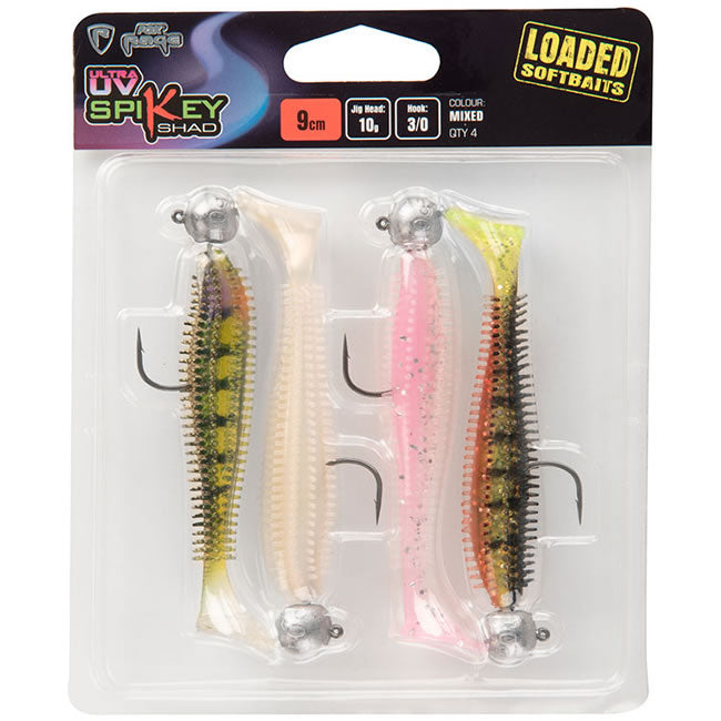 Shad Fox Rage Spikey Mixed UV colour pack LOADED, 12cm,  15g, 5/0 head, 4 buc