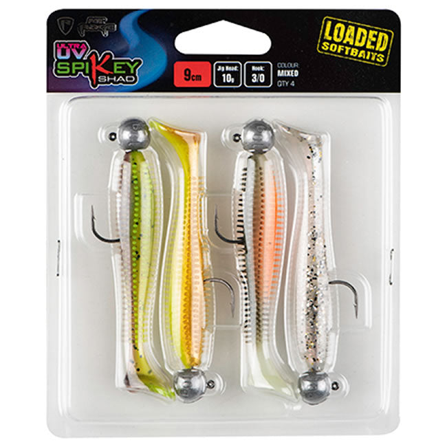Shad Fox Rage Spikey Mixed UV colour pack LOADED, 6cm,  5g, 1/0 head, 4 buc